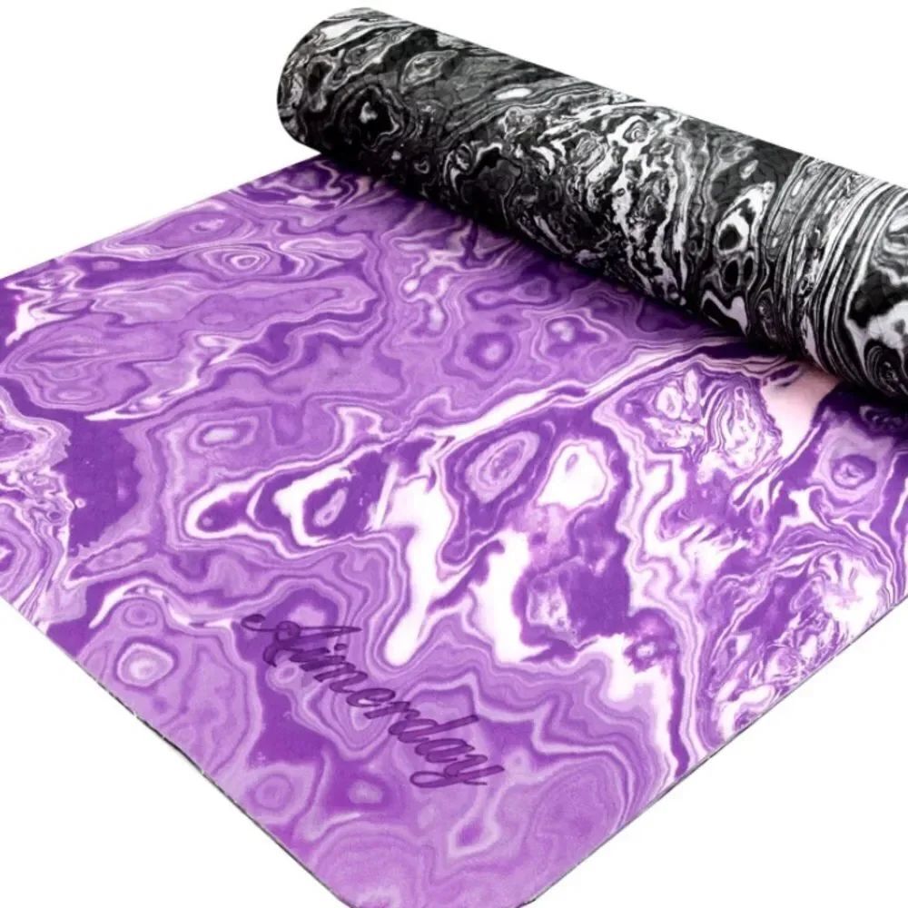 Aimerday Non Slip Yoga Pilates Mat 72”x24” Purple/Pink & Black Carry Strap NEW